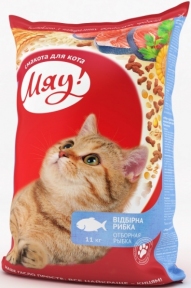 Мяу повнорационный сухий корм для котів зі смаком риби 11кг