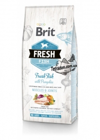 Brit Fresh Holistic Fish&Pumpkin for large dogs, сухий корм для великих собак, риба з гарбузом, 12кг
