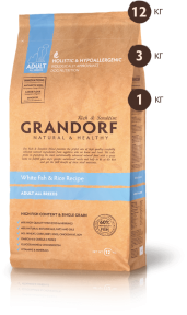 Grandorf White Fish & Rice All Breeds для взрослых собак 25/15 1кг