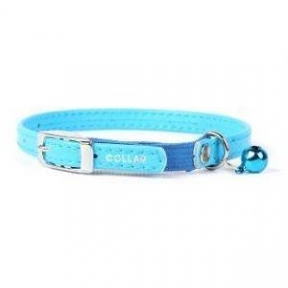 Collar WAUDOG GLAMOUR нашийник без прикрас з гумкою, для кошенят, XS, ш 6мм, дл 17-20см, блакитний