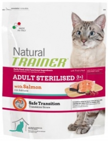 Natural Trainer Sterilised with salmon, сухий корм для стерилізованих котів з лососем, 300г