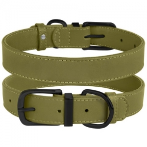 Bronzedog Нашийник Premium без прикрас 38-49см, оливковий