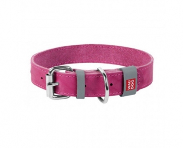 Collar WAUDOG Classic нашийник шкіра, метал. пряжка, L, (ш - 35мм, дл - 46-60см), рожевий