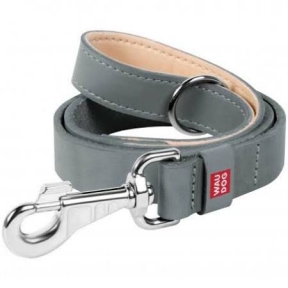 Collar WAUDOG Classic повідець, шкіра, стандартний карабін, (ш - 25мм, дл - 122см), сірий