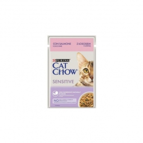 CAT CHOW Sensetive. З лососем та цукіні в желе. Конс/кот 85г