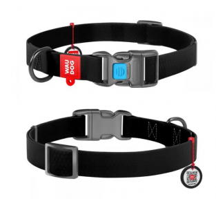 Collar Ошейник для собак WAUDOG Waterproof пласт.пряжка-фастекс ( ш-25мм, дл-35-58см), черный