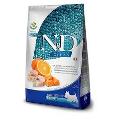 Farmina N&D Grain Free Ocean Cod, Pumpkin&Orange Adult Mini тріска та апельсин 2,5кг