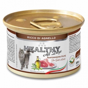 Healthy All days, вологий корм для котів, паштет з ягнятком, 200г