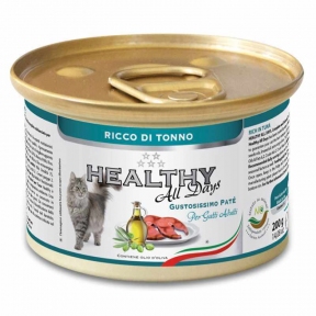 Healthy All days, вологий корм для котів, паштет з тунцем, 200г