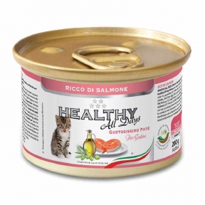 Healthy All days, вологий корм для кошенят, паштет з лососем, 200г