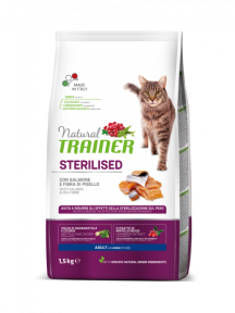 Natural Trainer Sterilised with salmon, сухий корм для стерилізованих котів з лососем, 1,5 кг