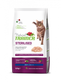 Natural Trainer Sterilised with meats, сухий корм для стерилізованих котів з білим м'ясом, 1,5 кг