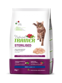 Natural Trainer Sterilised with meats, сухий корм для стерилізованих котів з білим м'ясом, 3кг
