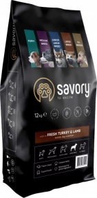 Savory Large Breeds rich in Fresh Turkey&Lamb сухий корм для великих порід з індичкою та ягням, 12кг