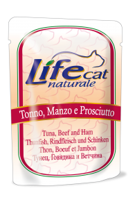LifeCat Pouch with Tuna,Beff & Ham 70g ТУНЕЦЬ З ЯЛОВИНОЮ І ШИНКОЮ