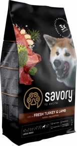 Savory Large Breeds rich in Fresh Turkey&Lamb сухий корм для великих порід з індичкою та ягням, 3кг