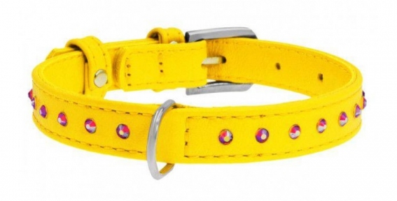 Collar WauDog Нашийник зі стразами, 12мм/21-29см, жовтий, XS