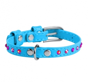Collar WauDog Нашийник зі стразами, 12мм/21-29см, бірюзовий, XS
