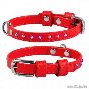 Collar WauDog Нашийник зі стразами, 9мм/18-21см, червоний, XS
