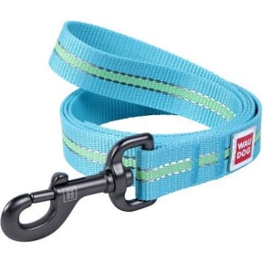  Collar WAUDOG Nylon повідець зі світловідбиваючою стрічкою, блакитний (ш - 20мм, дл - 122см)