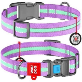  Collar WAUDOG Nylon нашийник зі світловідбиваючою стрічкою, фіолетовий (ш - 25мм, дл -35-58см)