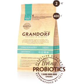  Grandorf 4 Meat&Brown Rice Indoor 4 види м'яса для дорослих кішок 2 kg