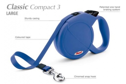 Flexi Classic Compact 3 5m, стрічка, синій 60kg