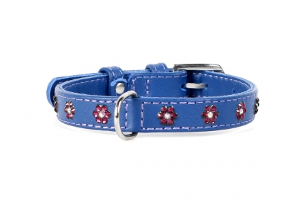 Collar Glamour нашийник стразами Квіточка фіолетова 9мм/19-25см