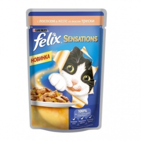 Felix Sensations Лосось у желе з тріскою 100g