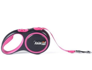 Animall-Рулетка-повідець до 25кг/5м (рожево-чорний)