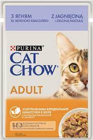 CAT CHOW ADULT. З ягням та зеленою квасолею в желе. Конс/кот 85г