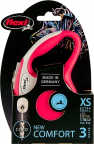 Flexi New Comfort 3m 8kg XS трос, сіро-червона