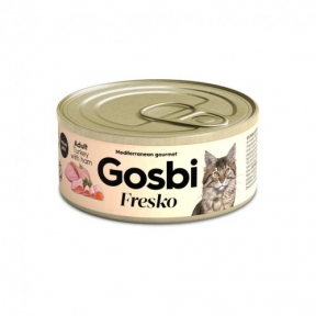 Gosbi Fresko Cat Adult, влажный корм для котов, индейка и ветчина, 70g