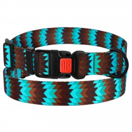BronzeDog Urban нашийник капрон пластикова пряжка зиг-заг 25мм\35-45см коричнево-блакитний