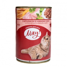 Мяу консервований корм для дорослих котів кролик у ніжному соусі 415г