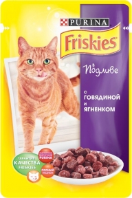 Purina Friskies Вологий шматочки в підливі з яловичиною та ягнятком 100г