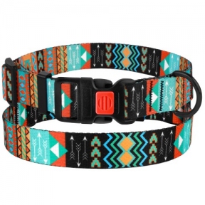 BronzeDog Tribal орнамент ацтеки нашийник для собак з пласт пряжкою 35-45см/25мм, розмір S