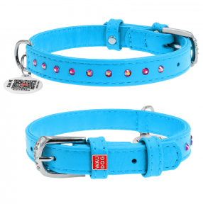 Collar Glamour нашийник стразами 12мм/21-29см XS блакитний