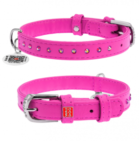 Collar Glamour нашийник стразами 12мм/21-29см XS рожевий