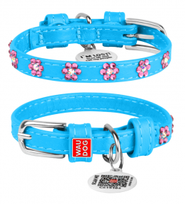 Collar Glamour нашийник стразами квітка 9мм/19-25см блакитний