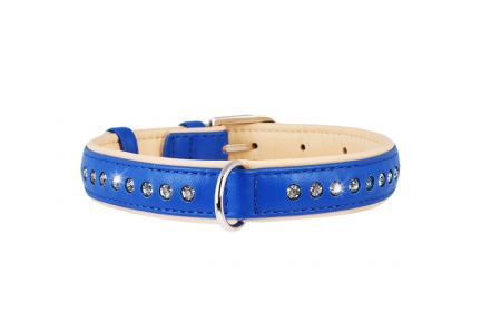  Collar Brilliance нашийник зі стразами синій 25мм/38-50см