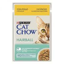 CAT CHOW Hairball.Проти утворення волосяних кульок.З куркою та зеленою квасолею в желе. Конс/кот 85g