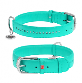 Collar Glamour нашийник зі стразами маленькими 15мм 27-36см ментоловий