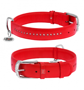 Collar Glamour нашийник зі стразами маленькими 15мм 27-36см червоний
