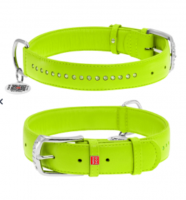 Collar Glamour нашийник зі стразами маленькими 15мм 27-36см салатовий