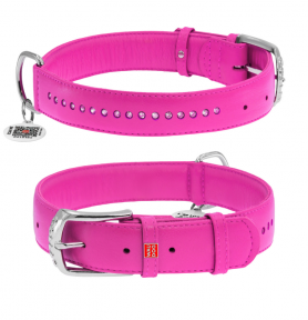 Collar Glamour нашийник зі стразами маленькими 15мм 27-36см рожевий
