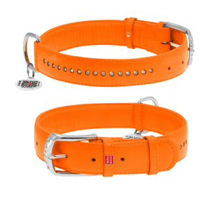 Collar Glamour нашийник зі стразами маленькими 15мм 27-36см помаранчевий