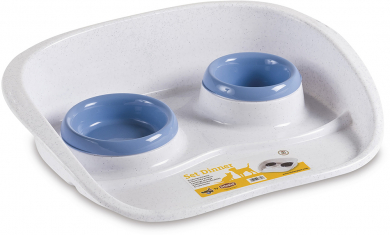 Stefanplast Set Diner, миски на таці 0,25л+0,3л (синьо-сталеві)
