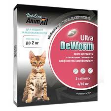 Animall VetLine DeWorm Ultra, антигельмінтні таблетки для котів та кошенят, від 2кг (1шт)