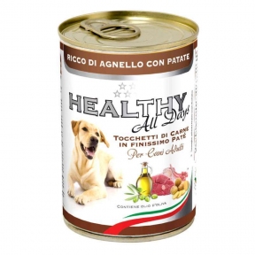 Healthy All days, вологий корм для собак, паштет зі шматочками, з ягнятком та картоплею, 400г